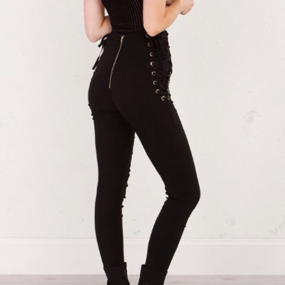 lace up high waisted pants